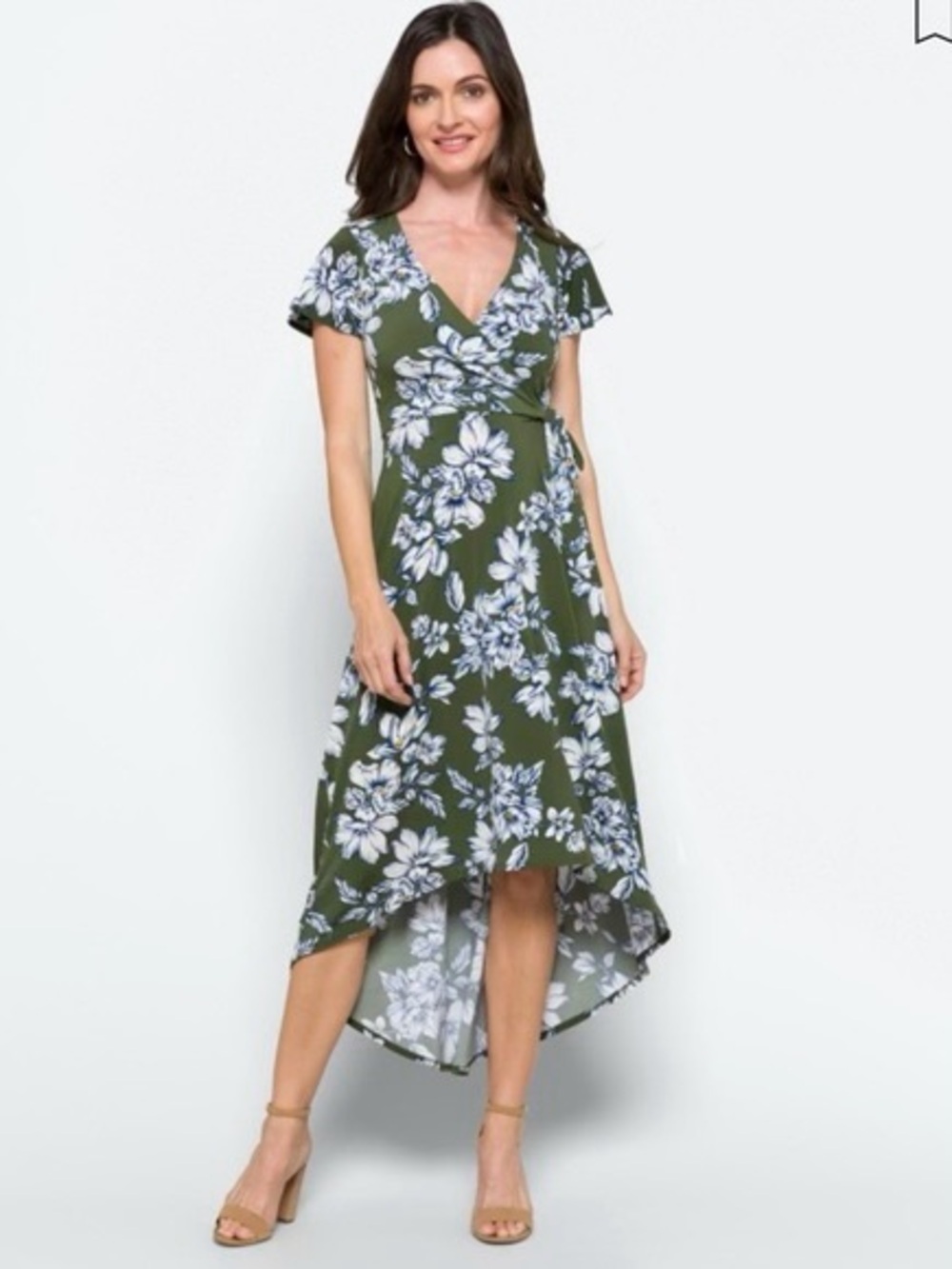 Fortune + Ivy Green Floral Maxi Dress